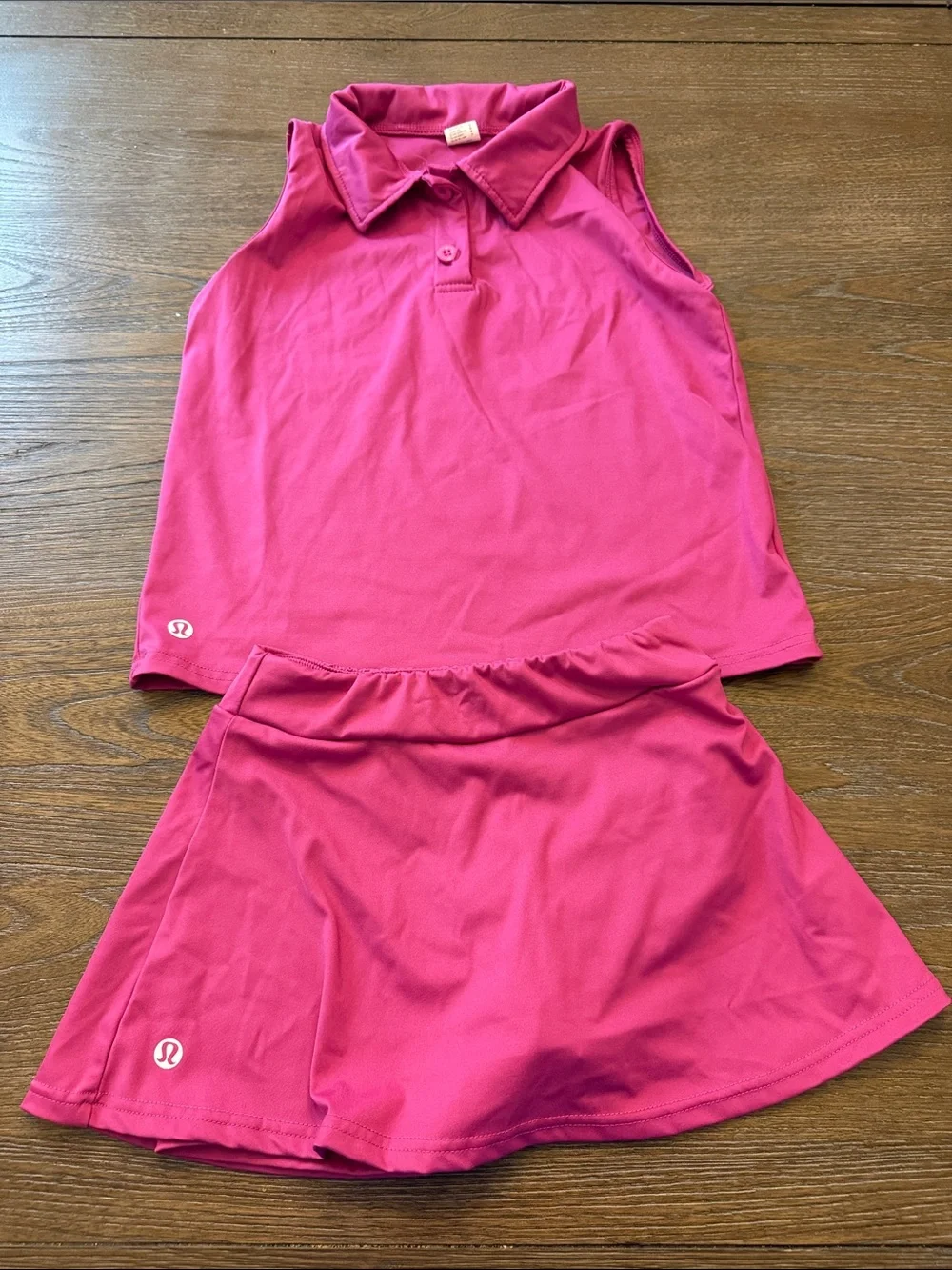 9/10 Girls Lululemon Look alike Magenta Athletic Skort Set - Tank Top & Skirt